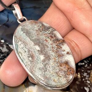 Blue Crazy Lace Agate Crystal Pendant 2 1/2”